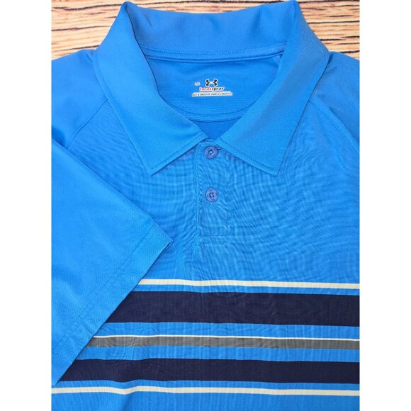 Under Armour Mens HeatGear Golf Polo Large Blue - Picture 4 of 7